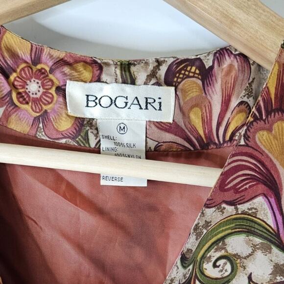 Vintage 90s Bogari Women’s Silk Button Up Tunic Vest Size M Floral Artsy Folk - Picture 6 of 6